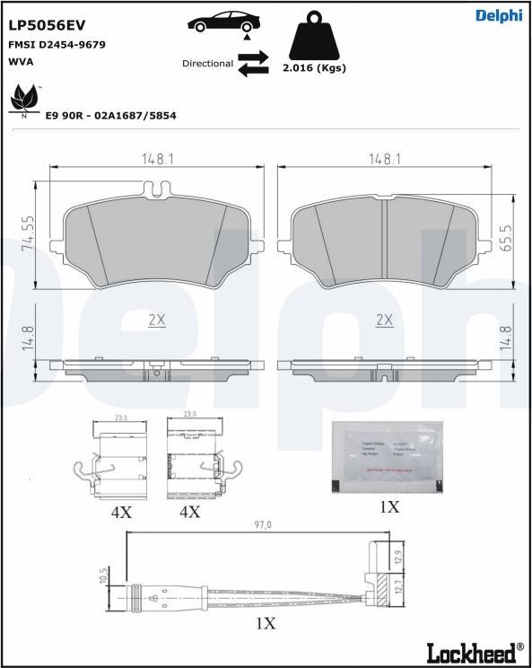 Delphi LP5056EV - Brake Pad Set, disc brake car-mod.net