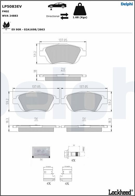Delphi LP5083EV - Brake Pad Set, disc brake car-mod.net