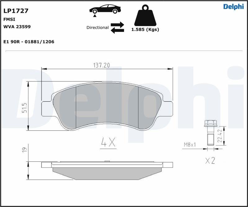 Delphi LP1727.D - Brake Pad Set, disc brake car-mod.net