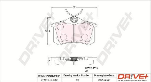 Dr!ve+ DP1010.10.0952 - Brake Pad Set, disc brake car-mod.net