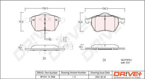 Dr!ve+ DP1010.10.0966 - Brake Pad Set, disc brake car-mod.net