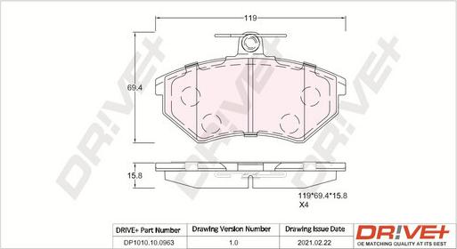 Dr!ve+ DP1010.10.0963 - Brake Pad Set, disc brake car-mod.net