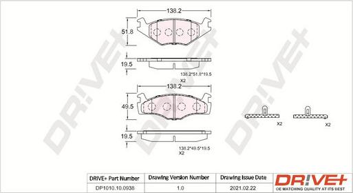 Dr!ve+ DP1010.10.0938 - Brake Pad Set, disc brake car-mod.net