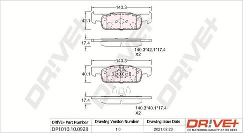 Dr!ve+ DP1010.10.0928 - Brake Pad Set, disc brake car-mod.net