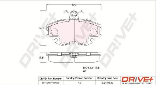 Dr!ve+ DP1010.10.0979 - Brake Pad Set, disc brake car-mod.net
