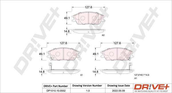 Dr!ve+ DP1010.10.0552 - Brake Pad Set, disc brake car-mod.net