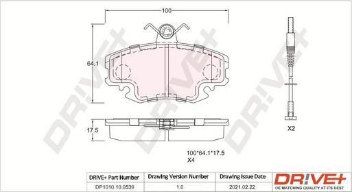 Dr!ve+ DP1010.10.0539 - Brake Pad Set, disc brake car-mod.net