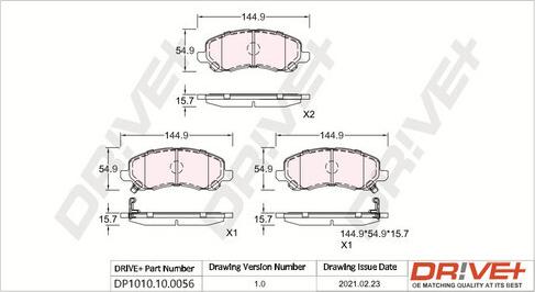 Dr!ve+ DP1010.10.0056 - Brake Pad Set, disc brake car-mod.net