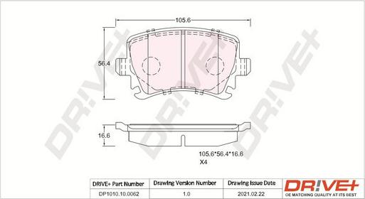 Dr!ve+ DP1010.10.0062 - Brake Pad Set, disc brake car-mod.net