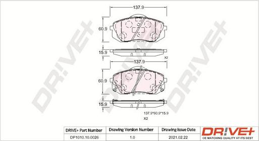 Dr!ve+ DP1010.10.0026 - Brake Pad Set, disc brake car-mod.net