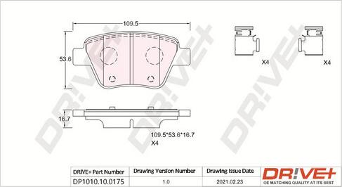 Dr!ve+ DP1010.10.0175 - Brake Pad Set, disc brake car-mod.net