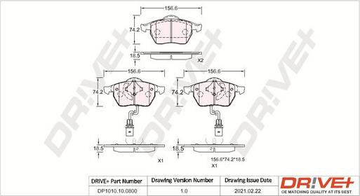 Dr!ve+ DP1010.10.0800 - Brake Pad Set, disc brake car-mod.net