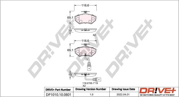 Dr!ve+ DP1010.10.0801 - Brake Pad Set, disc brake car-mod.net