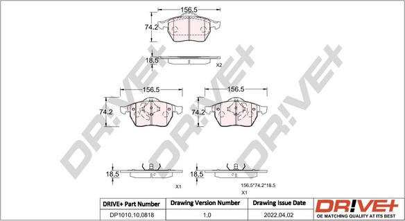 Dr!ve+ DP1010.10.0818 - Brake Pad Set, disc brake car-mod.net