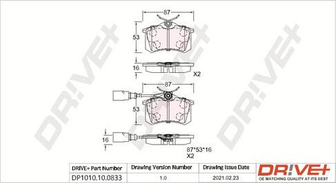 Dr!ve+ DP1010.10.0833 - Brake Pad Set, disc brake car-mod.net