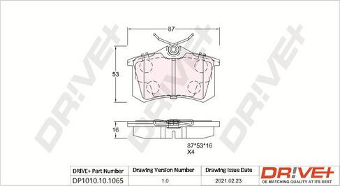 Dr!ve+ DP1010.10.1065 - Brake Pad Set, disc brake car-mod.net