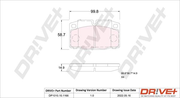 Dr!ve+ DP1010.10.1166 - Brake Pad Set, disc brake car-mod.net