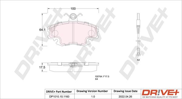 Dr!ve+ DP1010.10.1160 - Brake Pad Set, disc brake car-mod.net