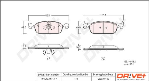 Dr!ve+ DP1010.10.1217 - Brake Pad Set, disc brake car-mod.net