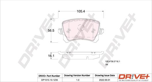 Dr!ve+ DP1010.10.1235 - Brake Pad Set, disc brake car-mod.net