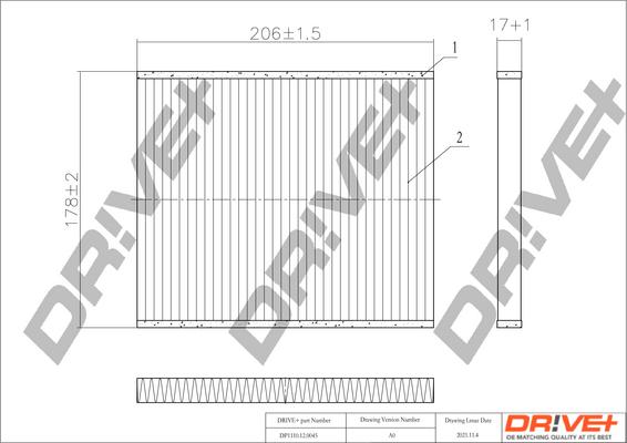 Dr!ve+ DP1110.12.0045 - Filter, interior air car-mod.net