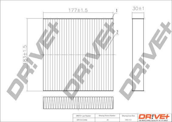 Dr!ve+ DP1110.12.0046 - Filter, interior air car-mod.net
