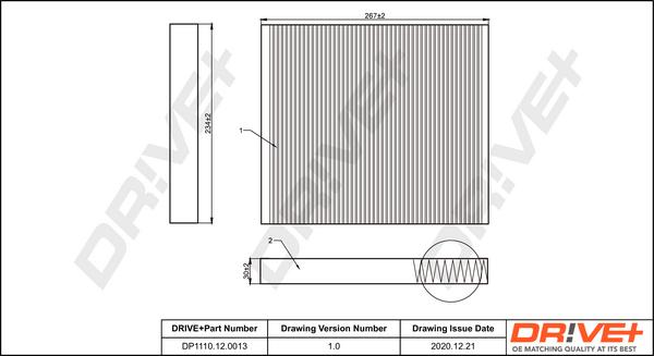Dr!ve+ DP1110.12.0013 - Filter, interior air car-mod.net