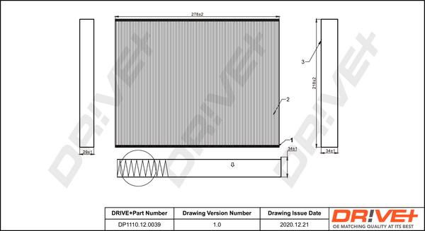 Dr!ve+ DP1110.12.0039 - Filter, interior air car-mod.net
