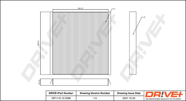 Dr!ve+ DP1110.12.0396 - Filter, interior air car-mod.net