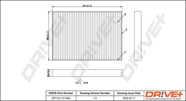 Dr!ve+ DP1110.12.0384 - Filter, interior air car-mod.net