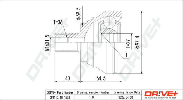 Dr!ve+ DP2110.10.1538 - CV Joint Kit, drive shaft car-mod.net