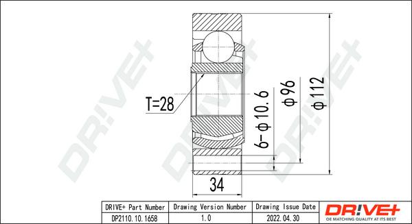 Dr!ve+ DP2110.10.1658 - CV Joint Kit, drive shaft car-mod.net