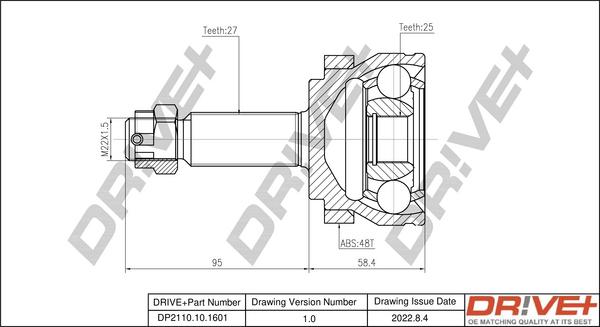 Dr!ve+ DP2110.10.1601 - CV Joint Kit, drive shaft car-mod.net