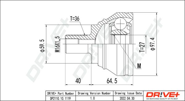 Dr!ve+ DP2110.10.1119 - CV Joint Kit, drive shaft car-mod.net
