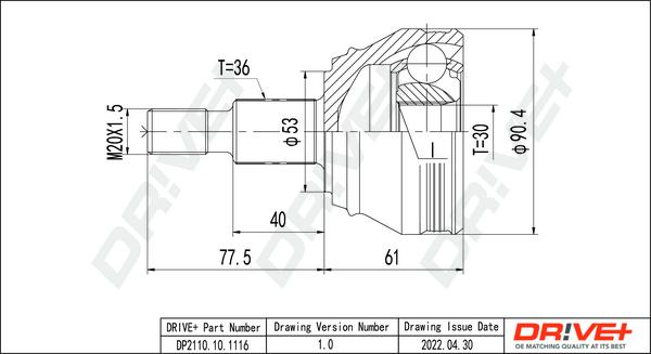 Dr!ve+ DP2110.10.1116 - CV Joint Kit, drive shaft car-mod.net