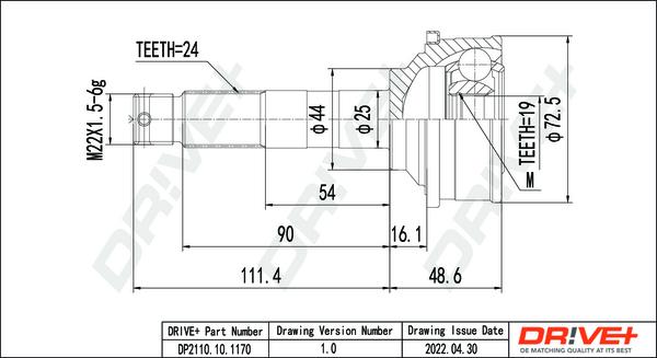 Dr!ve+ DP2110.10.1170 - CV Joint Kit, drive shaft car-mod.net