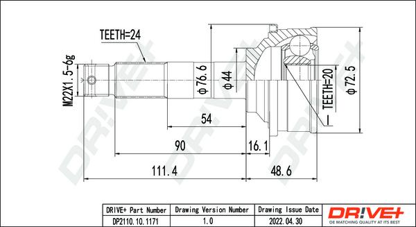 Dr!ve+ DP2110.10.1171 - CV Joint Kit, drive shaft car-mod.net