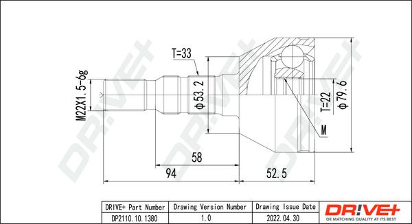 Dr!ve+ DP2110.10.1380 - CV Joint Kit, drive shaft car-mod.net