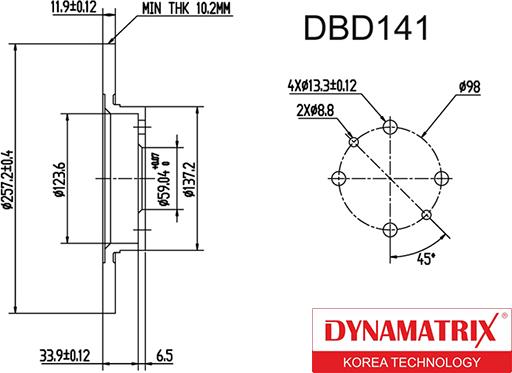 Dynamatrix DBD141 - Brake Disc car-mod.net