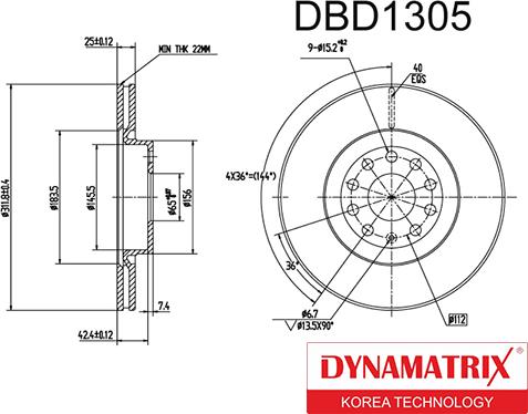 Dynamatrix DBD1305 - Brake Disc car-mod.net