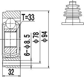 Dynamatrix DCV603004 - CV Joint Kit, drive shaft car-mod.net