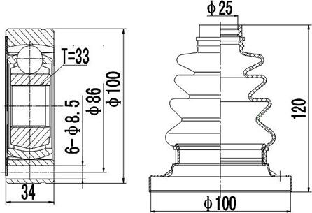 Dynamatrix DCV603006 - CV Joint Kit, drive shaft car-mod.net