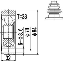 Dynamatrix DCV603008 - CV Joint Kit, drive shaft car-mod.net