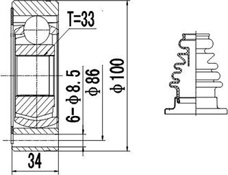 Dynamatrix DCV603003 - CV Joint Kit, drive shaft car-mod.net