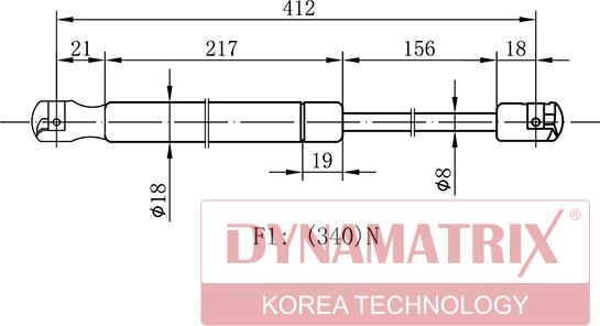 Dynamatrix DGS0818MM - Gas Spring, boot, cargo area car-mod.net