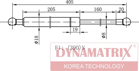 Dynamatrix DGS1386BY - Gas Spring, boot, cargo area car-mod.net