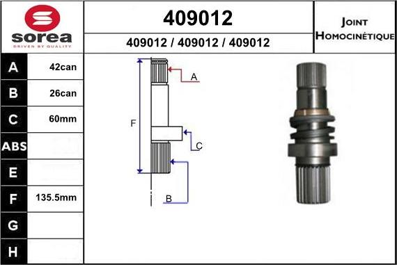 EAI 409012 - CV Joint Kit, drive shaft car-mod.net