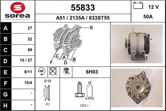 EAI 55833 - Alternator car-mod.net