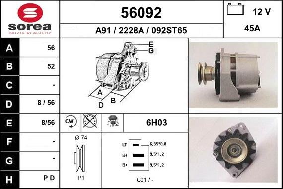 EAI 56092 - Alternator car-mod.net