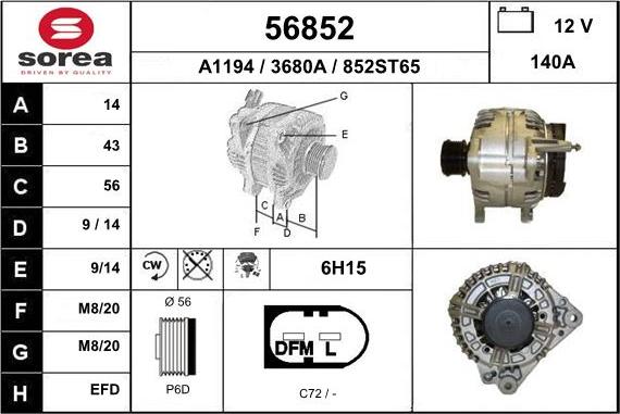 EAI 56852 - Alternator car-mod.net
